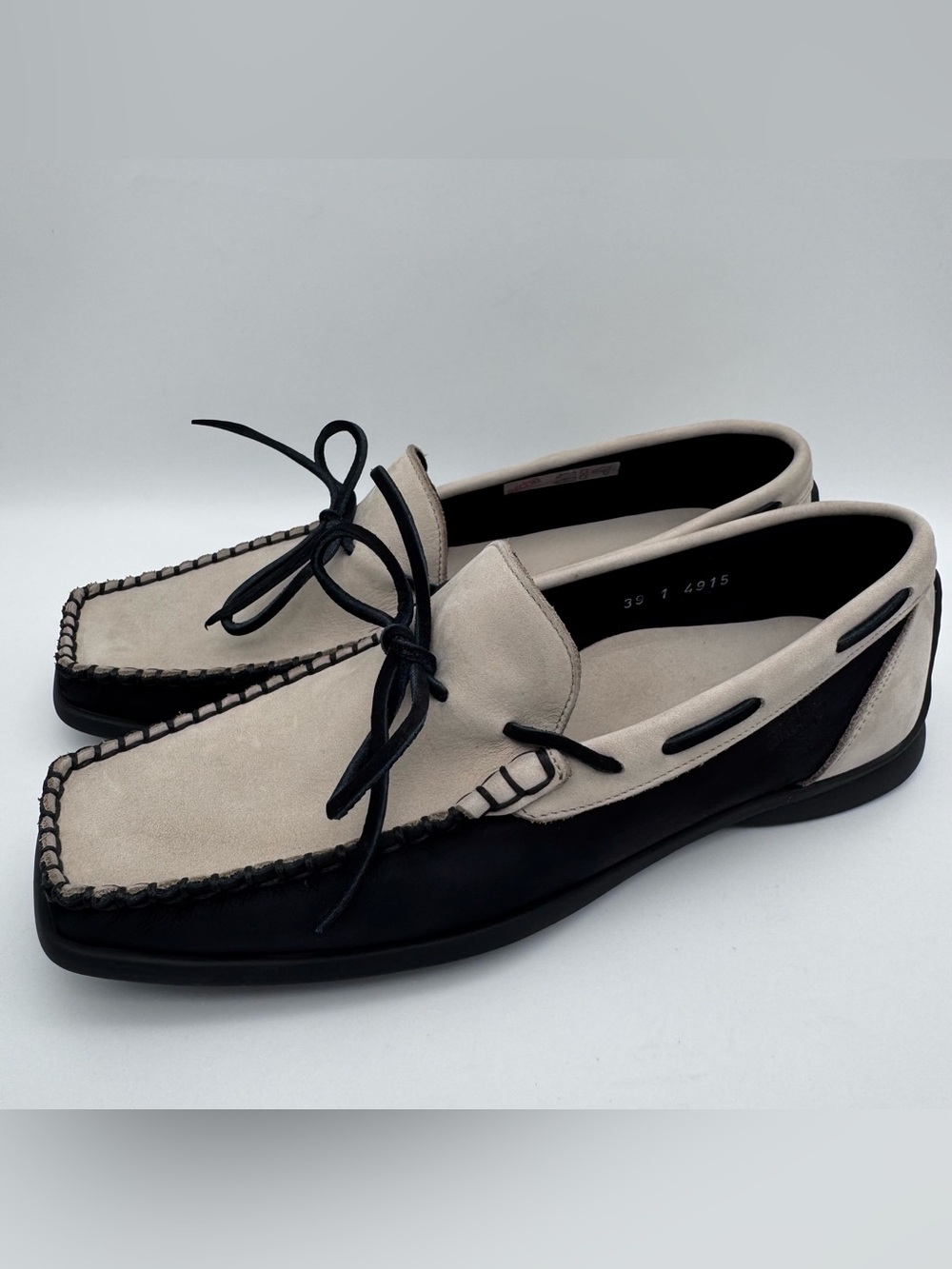 Arche Moccasin Loafers Two Tone Cream Black Leather Women EU 39 US 8 - Picture 2 of 13